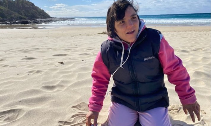 Olivia on the beach - Maree's carer story